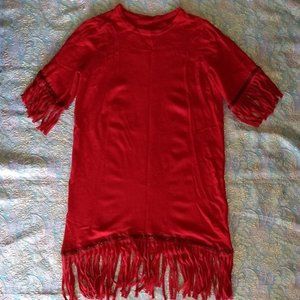 Festive Sweater Dress with Fringe NWOT